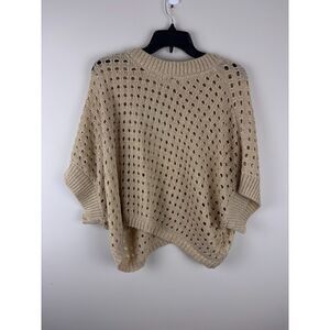 Do Everything in Love Anthropologie Gold Metallic Open Knit Sweater One Size NWT
